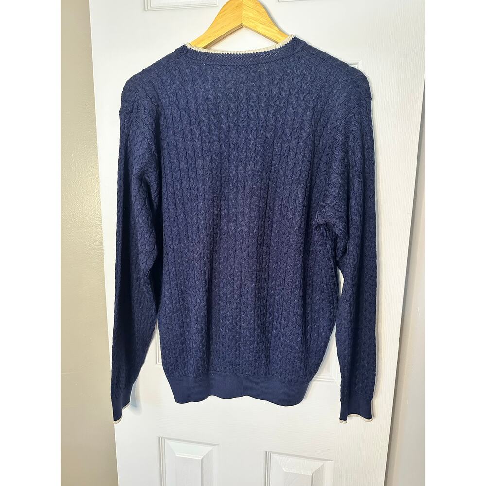 Vintage Saks Fifth Avenue Silk Navy Blue Sweater Coastal Old Money Quiet Luxury - Picture 4 of 4